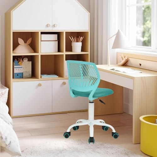 FurnitureR Kinderstuhl höhenverstellbar für Schreibtisch, ergonomischer bunter Jugendstuhl mit Rückenlehne & Armlehnen, Drehstuhl mit 5 Rollen, für Kinder 3–10 Jahre, bis 100 kg belastbar
