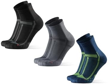 DANISH ENDURANCE Quarter Laufsocken, Leichte Kompression, 3 Paar | Knöchelhohe Sportsocken, Gepolstert & Atmungsaktiv mit leichter Kompression für Langstreckenläufe & Training, Unisex