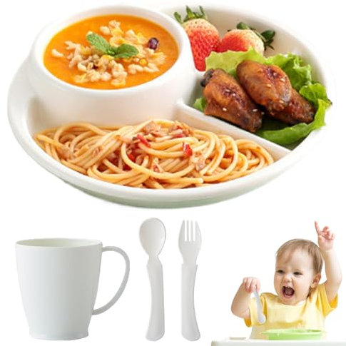 Dewireaey Divided Plates for Adults - Reusable Plates with Dividers - Dining Bowls for Nursery Cafeteria Restaurant Picnic Occasions