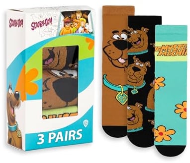 Scooby-Doo! Mystery Machine Unisex Multicoloured Calf Socks Set of 3 | Cartoon Character Everyday Wear | Warner Bros Merchandise