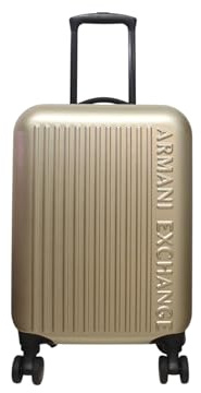 Armani Exchange Reisekoffer mit Rollen, geriffeltes Design, Champagner, 4 drehbare Rollen