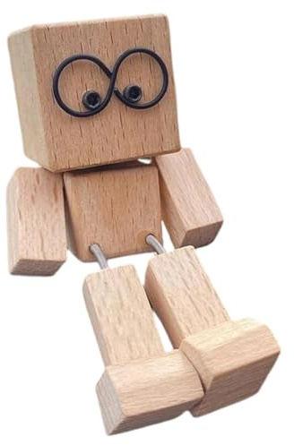 Wackelnde Kleine Holzfigur, Zitternde Holzmannfigur, Handgefertigt Wackelmann Mit Wackelfüßen, Schreibtischdekoration Aus Holz, Actionfiguren Für Auto Arbeitszimmer Wohnzimmer Vitrine Schlafzimm