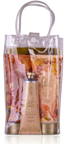 Accentra Geschenkset COSY MOMENTS in transparenter Tasche, inkl. Duschgel, Bodylotion, Handcreme & Nagelcreme, Duft: Apricot Harvest, Frauen Geschenk Weihnachten