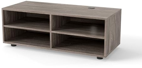 Multigot TV Stand for TVs up to 40/55, Wooden TV Console Table with 4/6 Storage Compartments, 3-Tier Media Console Unit Entertainment Centre for Living Room (Grey Oak, 4 Cubes-90 x 39 x 33cm)