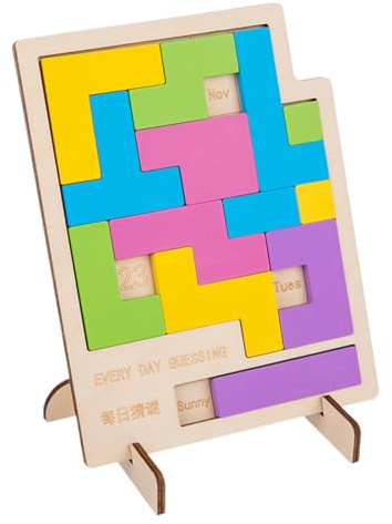 Board Kalender Puzzle Toy | Wooden Interactive Daily Teaser Kalender Puzzle Game, Gehirntraining Lernspielzeug für Erwachsene, Kinder, Studenten, Schlafzimmer, Klassenzimmer, Reisen, Car Rides