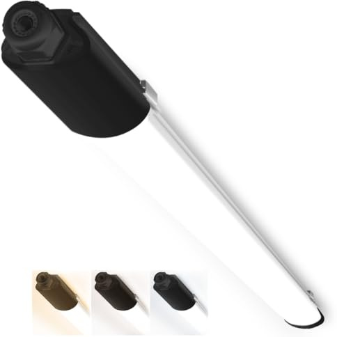 Peasur Feuchtraumleuchte LED 60CM, 3000K/4000K/6500K LED Deckenleuchte Röhre 18W 1980LM Leiste Flach, IP65 Wasserfest Lampe Lichtleiste für Werkstattlampe Kellerlampe Schwarz