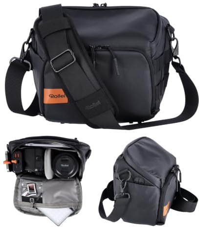 Kameratasche, Rollei Fotoliner Ocean Bag M Kamera Tasche Mittel Fototasche | Wasserdichte Umhängetasche Camera Bag für DSLR SLR Zubehör Schwarz Kameratasche-Kamera-Tasche-Fototasche-Umhängetasche