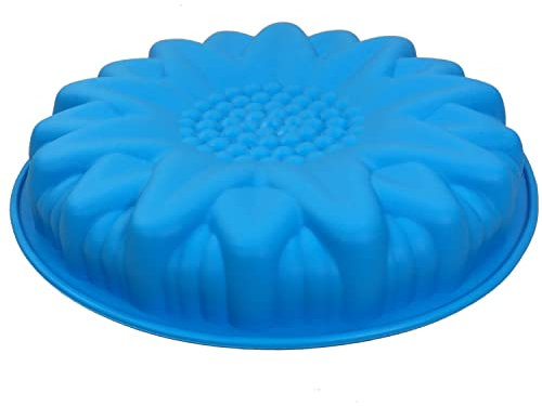 GMMH Backform aus Silikon in Blumenform D2, Silikonbackform Blume Sonnenblume Backform, Kuchenform Form, Silikonform, Obstbodenform Rührkuchen Springformkuchen Obstkuchen Biskuitkuchen (Blau)