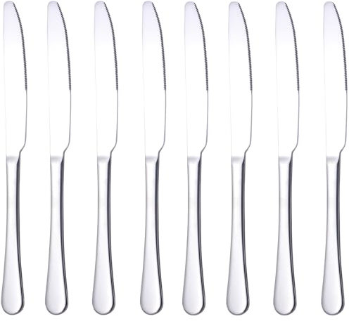 QUCHER 23,2cm (9) Coltello Bistecca Premium di coltelli da Carne, Coltelli da Bistecca in Acciaio Inox, Posate per Barbecue, Coltello da Cucina Casa Cucina Domestica Ristorante Set (8 Pezzi)