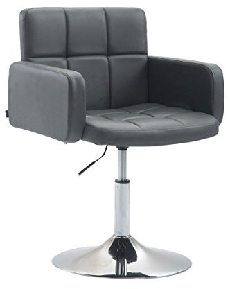 CLP Design Loungesessel LOS Angeles mit Kunstlederbezug | Höhenverstellbarer Esszimmerstuhl mit Trompetenfuß erhältlich, Farbe:grau