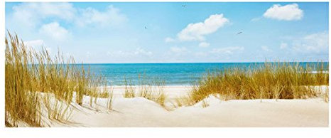 Bilderwelten Top Maritim Glasbilder Wandbild Foto Kunstdruck 30 x 80cm, Strand an der Nordsee