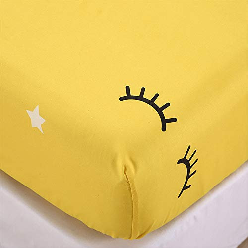 Chickw1 Spannbettlaken 90x200cm Kinder Matratzenschoner Wimpern Gedruckt Bettlaken für Boxspringbett Mikrofaser Spannbetttuch bis 25-30 cm Hohe