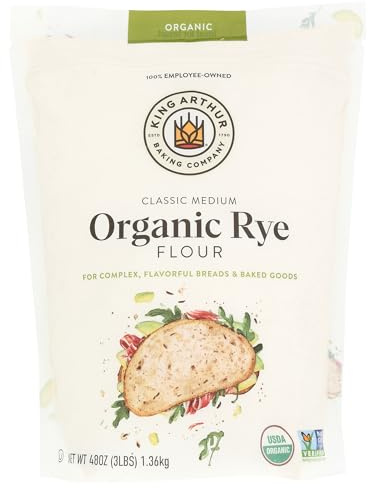 King Arthur Organic Medium Rye Flour - 3 lbs for Complex Flavorful Breads & Baked Goods - 100% US Grown & Milled - Non-GMO Project Verified - Robust Flavor for Rye Bread, Cookies & More