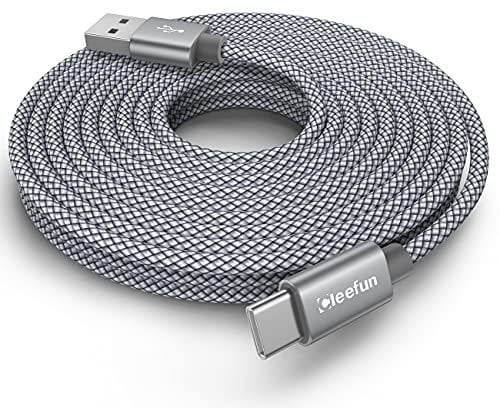 CLEEFUN 6m/20ft Extra Long USB C Cable, Premium Nylon Braided USB-A to Type-C Fast Charging Charger Cord Compatible With Samsung Galaxy Note,Xperia,Pixel, Switch,and More USB C Smartphone,Tablet
