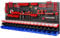 Werkzeugwand – 1728 x 780 mm - Lagersystem SET Lochwand mit Werkzeughaltern und Stapelboxen mit Deckel - Wandregal Werkstattregal Schüttenregal Sichtlagerkästen (Rot/Schwarz/Blau)