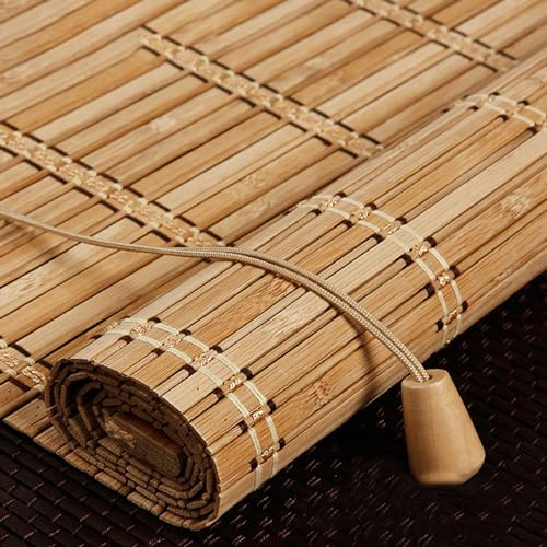 Store Enrouleur Bambou Naturel,Store Occultant en Bambou Exterieur,Stores À Rouleaux Romains,75% Protection Solaire Intimité Écran,Respirant/écologique,Personnalisable (120x140cm/47x55in)