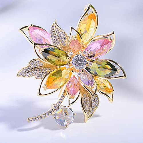 hcma Zircon Vintage Broches Multicolore Élégant Cristal Broches pour Femmes Bijoux Fin Vêtements Écharpe Boucle Vêtement Accessoire Broches Cadeau