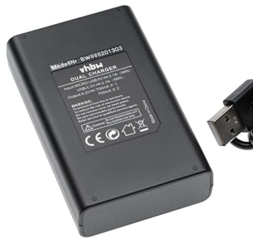vhbw Dual USB Battery Charger compatible with Nikon CoolPix 3700, 4200, 5200, 5900, 7900 Camera Batteries - Cradle