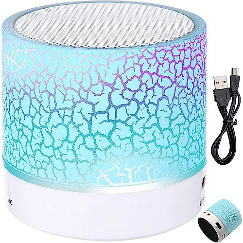 Retoo Altavoz Bluetooth, mini altavoz portátil inalámbrico para exteriores con cambio de color, radio FM, tarjetas de memoria microSD, iluminación LED, 5 horas de reproducción, inalámbrico, azul