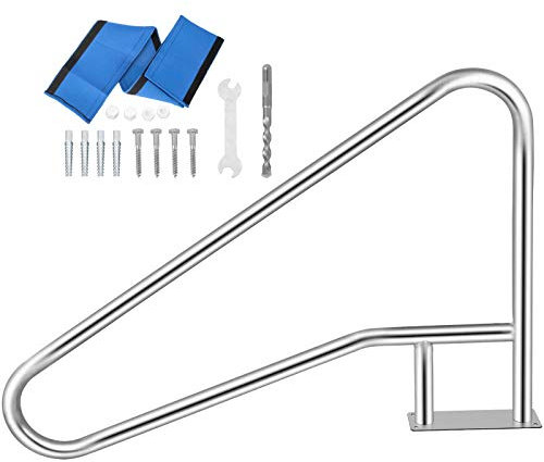Barandilla de Piscina 54x36 Barandilla de Piscina 304 Acero Inoxidable 250LBS Capacidad de Carga Pasamanos de Piscina Plateado a Prueba de Herrumbre Pasamanos de Piscina humanizado con Cubierta de AG