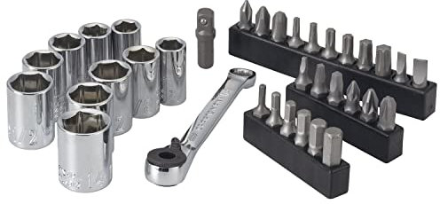 CRAFTSMAN Juego de llaves de vaso SAE y métricas de 1/4 pulgadas, 35 piezas (CMMT12005LZ)