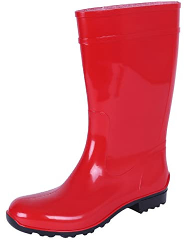 Stivali da pioggia impermeabili di colore rosso, resistenti, robusti, suola in PVC, 100% PVC, ILSE LEMIGO 38 EU 5