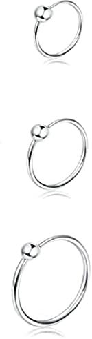 Whoiy Nasenring Kugel, Nasenring Piercing Silber 6 Stück Edelstahl 316L Piercing Set Kreis mit Kugel für Männer Frauen