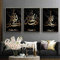 LXTOPN islamische bilder,Marmor Textur bild Wandbilder Set,Koran Kalligraphie Allah Religion Dekor bilder,Wandkunst Leinwand Malerei Poster Wohnzimmer Deko kein Rahmen. (Schwarz-Gold, 3 * 50x70cm)