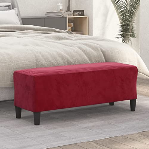 INLIFE Sitzbank Weinrot 100x35x41 cm Samt,Rot,6.45KG