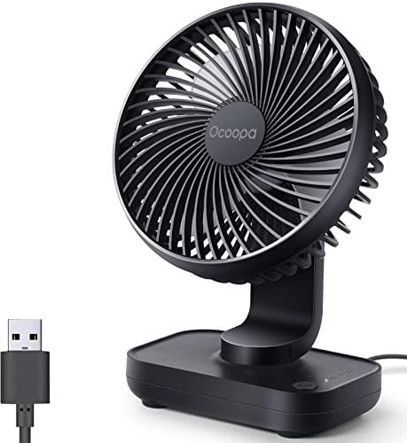 OCOOPA Ventilateur USB Silencieux, Ventilateur de Bureau Table Ultra Puissant, 4 Vitesses Réglable, Mini Petit Ventilateur Portable - Pour Maison, Chambre, Bureau, Extérieur