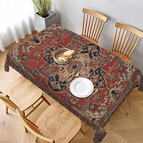 Rechteckige Wachstuch Rustikales Antikes Orientalisches Türkisches Muster Tischwäsche Wetterfeste Party Tischdecken Abwaschbar Wachstischdecke Für Jubiläum Geburtstag Abendessen,137X183cm