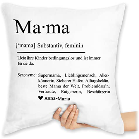 Kissen 40x40 Zierkissen - Mama Geschenk Definition I Weihnachten I Substantiv I Geschenkidee Geburtstag Mutti Danke Sagen - 40 x 40 cm - Weiß - schönes Geschenke für mütter mom der Welt füllung