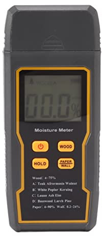 Digitaler Feuchtigkeitsmesser, Feuchtigkeitsdetektor, Multifunktionaler 4-Modi-Digital-Feuchtemesser mit LCD-Display für Holz, Brennholz, Trockenbau, Boden, Holzbearbeitung, Gebäudebau