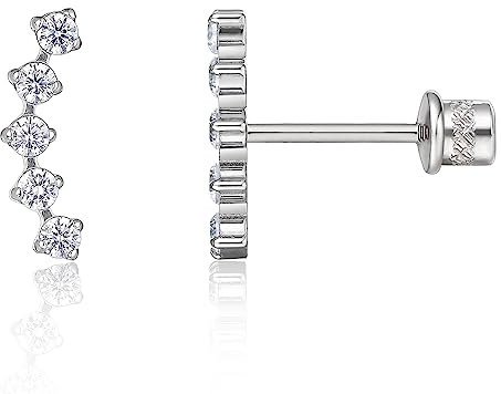 Limerencia Medizinische Titan Ohrringe, G23 Hypoallergen Gesundheitsstecker Ohrstecker mit Schraubverschluss, Nickelfreie Ohrringe für Damen, Mädchen und Kinder (Five Prong Cluster)