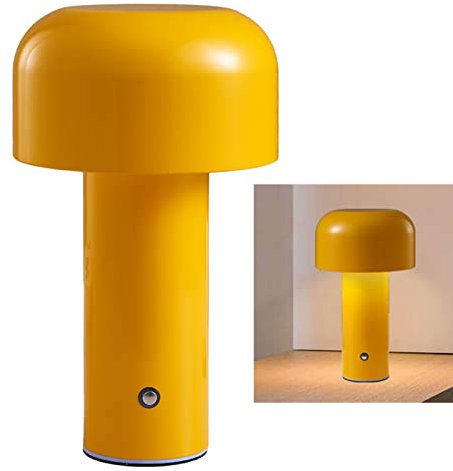 Tnfeeon Pilz-Tischleuchte, Pilz-Tischlampe Drei Farben Wiederaufladbar für Schlafzimmer (Gelb)
