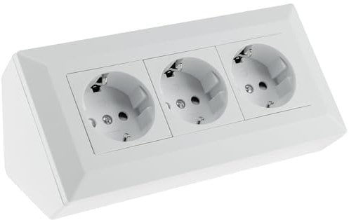 ChiliTec Steckdosenblock Ecksteckdose 3-Fach Mehrfachsteckdose 230V für Küche Büro Werkstatt Matt-Weiß