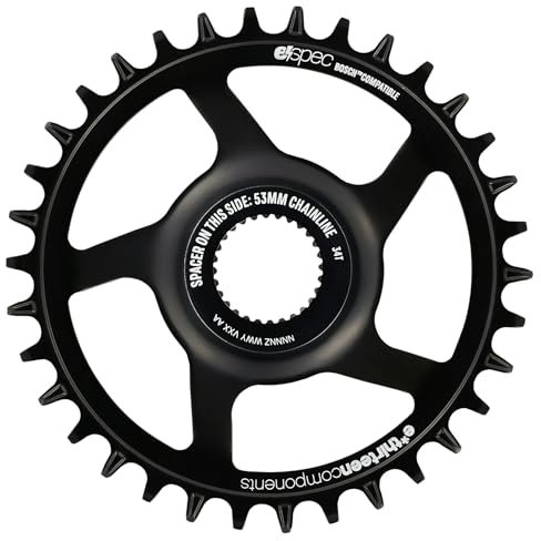 e*spec Direct Mount Kettenblatt – Stahl – 34 Zähne – Bosch CX Gen4 – 53/55 Kettenlinie mit Spacer – Schwarz