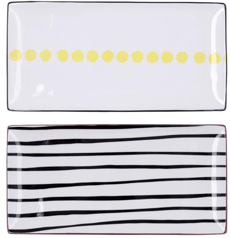 Bidasoa Bandeja de Aperitivos Zigzag Rectangular Multicolor Cerámica 30,5 x 15 x 2 cm