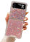 LCHULLE Designed for Samsung Galaxy Z Flip 4 Case,Girly Women Glitter Bling Bumper Shockproof Phone Case Ultra-Thin Hard PC Back Soft TPU Frame Cover for Samsung Z Flip 4 5G(2022)-Pink