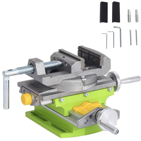 BHTOP Tornillo de banco de 2 vías X-Y compuesto, multifunción, mesa de trabajo, mesa de trabajo, fresadora de mesa de trabajo, prensa de taladro de deslizamiento transversal