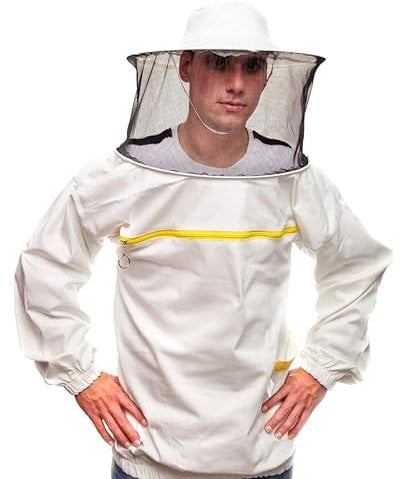 BEEART Proffessionelle Imkerkleidung.Anzug mit rundem Hut und Gummibandärmeln.Schützt Sie vor Bienen und Insekten.Professionelles Produkt, imkereibedarf, ausgezeichneter Schutz für Imker. Weiß (M)