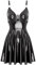 Aislor Damen Lack Leder Kleid Wetlook Minikleid Kurz Kunst Leder Kleid Rückenfrei Partykleid Skater Rock Party Clubwear Lackkleid A Schwarz 4XL