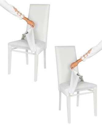 Tommychairs-2er Set gepolsterte Stühle JAZZ mit herausnehmbarem Bezug für Küche und Esszimmer,Struktur aus lackiertem Buchenholz Weiß,gepolstert und mit herausnehmbarem Bezug aus Stoff in Weiß bezogen