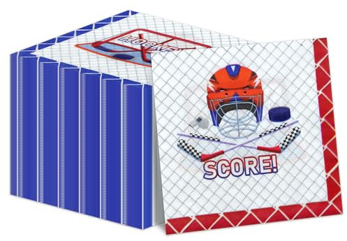 Hockey-Servietten für Partyzubehör, 33 x 33 cm, Eishockey-Servietten für Kinder, Jungen, Fans, Sport-Party-Dekorationen, 100 Stück