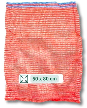 AGRI plus 100 Stück Gemüsesäcke rot mit Zugband I 50 x 80 cm I verschiedene Größen I Grobmaschige Raschelsäcke mit 20 kg Volumen I Aufbewahrungssäcke für Zwiebeln, Möhren/Karotten & Obst