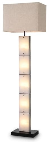Casa Padrino Luxus Stehleuchte Alabaster/Bronze/Beige 50 x 29 x H. 173 cm - Stehlampe mit rechteckigem Lampenschirm - Luxus Stehleuchten - Luxus Leuchten - Luxus Interior