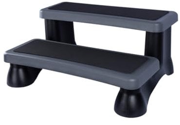 Livin' Escabeau 2 Marches - Tabouret Plastique pour Spas Jacuzzi Extérieurs et Piscine Hors Sol - Caravane et Baignoire Marche Pied 2 marches Tabouret - Escalier Antidérapant et Portable 90x61x40 cm