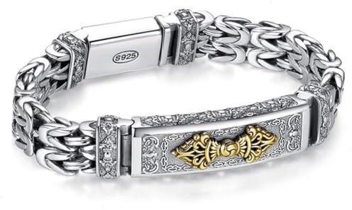 Suchkeit Herren-Armband, chinesischer Stil, Retro-Silber-Hipster-Armband für Männer, Diamant-Stößel, Friedensmuster, Kettenarmband, kreativer Persönlichkeits-Handschmuck