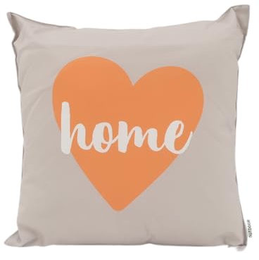 CB Home & Style Outdoor Garten Kissen Wasserabweisend 45x45cm mit Füllung (Beige Home Herz)