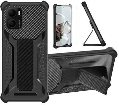 bojioderf Coque pour Logicom Onix Coque Étui Case Cover Hybride [avec Protection d'écran en Verre trempé] [support magnétique Pliable] [givré résistant aux Empreintes digitales] Noir